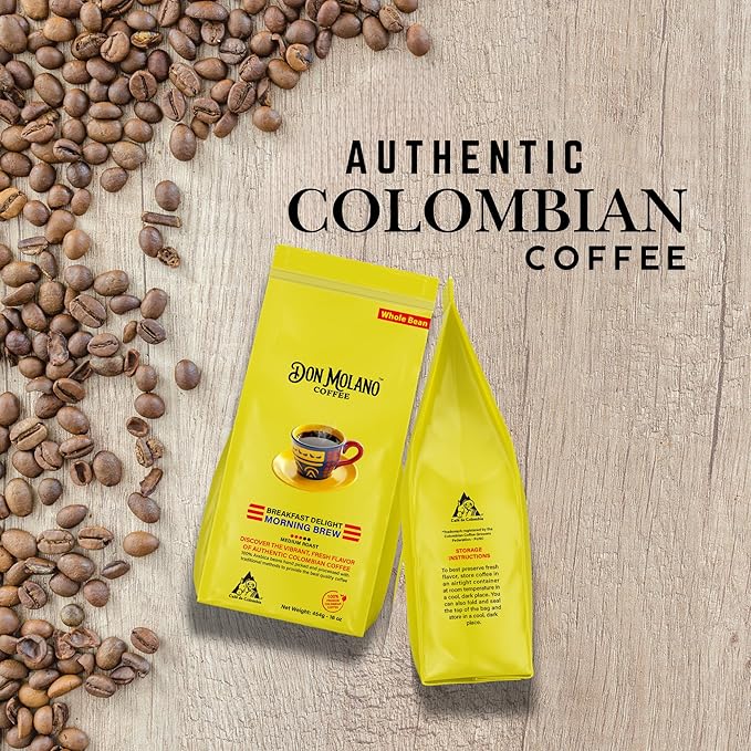 Don Molano Coffee Breakfast Delight Morning Brew Ground Coffee Medium Blonde Roast 16oz - Premium Colombian Coffee Halal Certified – Awakens your senses with some of Colombia’s finest and most vibran
