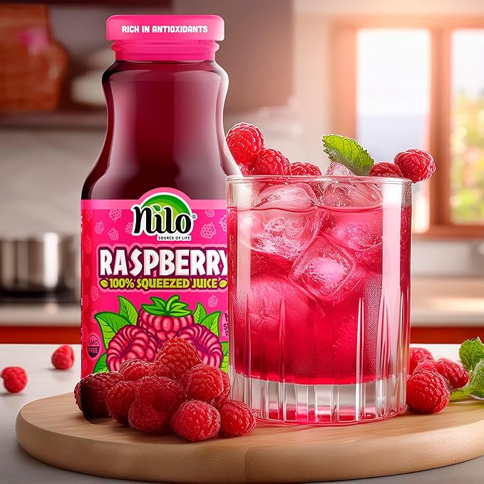 NILO Raspberry Juice | 100% Squeezed Raspberry Frambuesa | NO Sugar added | NON GMO | NOT From Concentrate | 8.45 oz (Pack of 12)