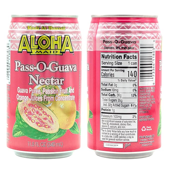 Aloha Maid Drinks Guava Variety 4 Cans per Flavor Total 12 Cans