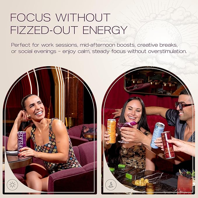 Revelre Functional Social Tonic with Ketones and Adaptogens - Mindful Blend for Focus and Calm - Ketones Magnesium B12 Reishi &amp Cordyceps Mushrooms - Non Alcoholic - Cosmic Cola 12 oz (12 Pac
