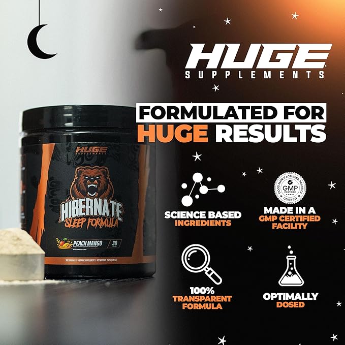 Hibernate Sleep Supplement Complete &amp Optimally Dosed Sleep Recovery Formula Relax &amp Unwind Includes GABA Valerian Root Melatonin 5-HTP &amp More (30 Servings) (Peach Mango)