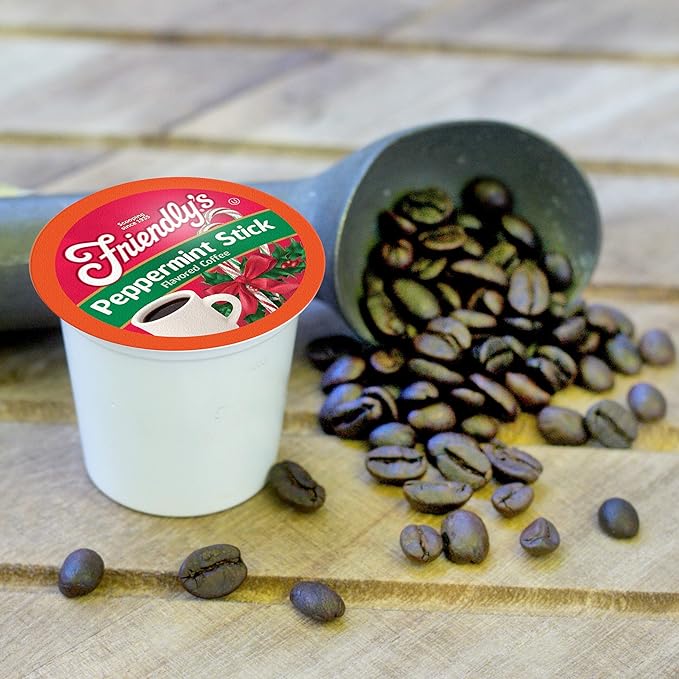 Friendly's Peppermint Flavored Coffee Pods for Keurig K Cup Brewers Peppermint Stick 40 Count (Pack of 1)