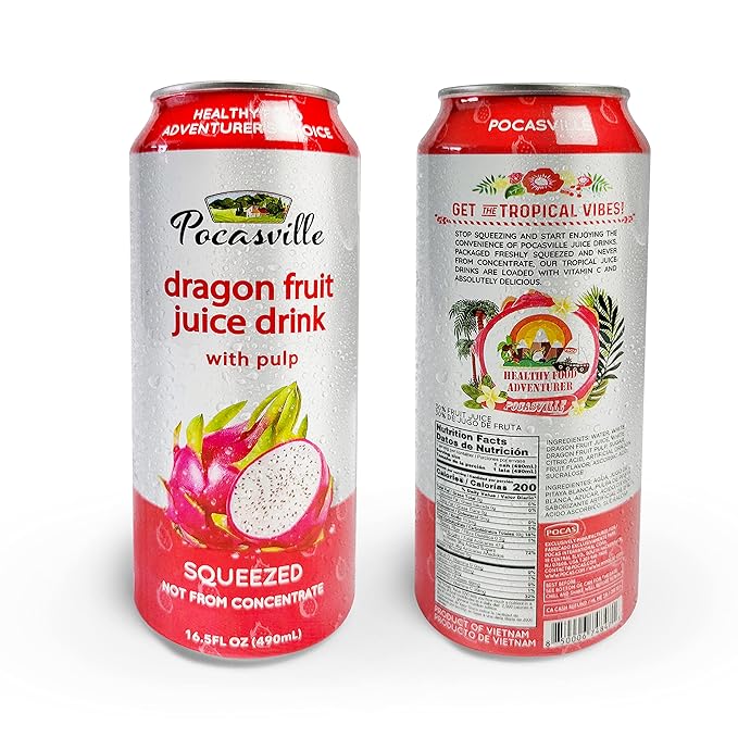 Pocasville Fruit Juices 16.5 Fluid Ounce (Pack of 12) (Dragon Fruit)