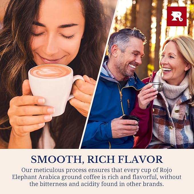 Rojo Elephant Handcrafted Ground Coffee 11 0z Bags 3 Pack Trump's Triumph Washington Original Teddy's Darkness to Dawn Patriot’s Trio