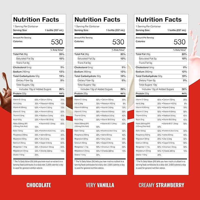 BOOST Very High Calorie Nutritional Drink – Helps Weight Gain &amp Maintenance -530 Calories -26 Vitamins &amp Minerals - 22 g Protein - Variety Pack - Vanilla Chocolate &amp Strawberry - 8 fl oz