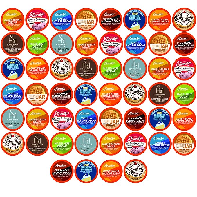 Coffee Pod Variety Packs Sampler Compatible with K Cup Brewers Including 2.0 (Flavored Decaf Variety 52 Count (Pack of 1))