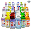 Ramune Japanese Soda Soft Drinks - Sparkling Beverage for Parties Original Yuzu Grape Orange Melon Lychee Flavored Soda Drinks Refreshing Japanese Marble Soda (12 Pack 2 of each flavor)