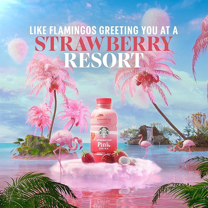 Starbucks Pink Drink Strawberry Acai with Coconut Milk 14oz Bottles (24 Pack)