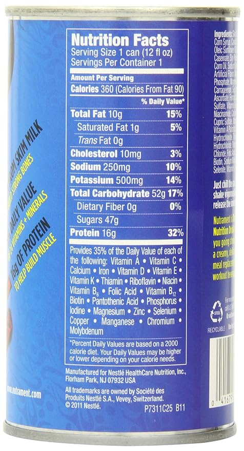 Nutrament Energy and Fitness Drink Vanilla 12 Ounce Cans (Pack of 12)
