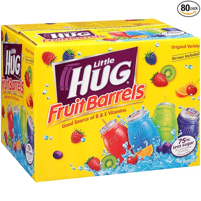 Little Hug Fruit Drink Barrels Original Variety Pack 8 Fl. Oz. 40 Count (Pack of 2)