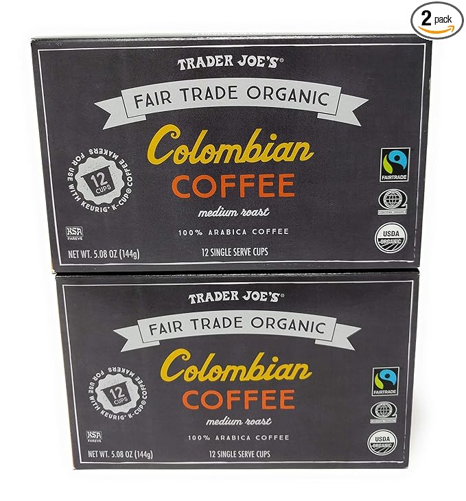 Trader Joe's Organic Colombian Coffee 12 Single Serve Cups (Pack of 2)