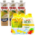 Iberia Pear Nectar 33.8 Fl Oz (Pack of 3) + Iberia Aloe Vera Drink with Pulp 9.5 fl oz Mango (Pack of 6)