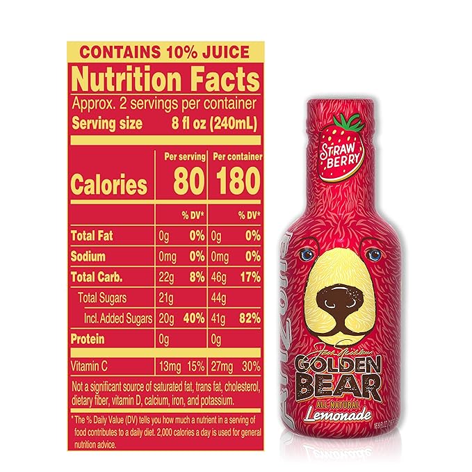 AriZona Golden Bear Strawberry Lemonade 16.9 Fl Oz (Pack of 20)