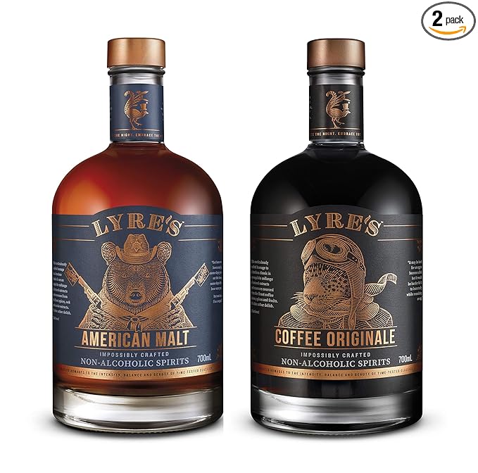 Lyre's Coffee Royale - Non-Alcoholic Set (Pack of 2) | Coffee Originale (Coffee Liqueur Style) &amp American Malt (Bourbon Style) | Award Winning | 23.7 Fl Oz