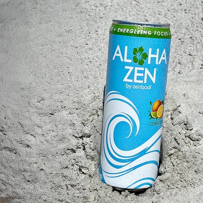 Zenbodi Aloha Zen Citrus Zen - AWAKEN Functional Beverage - 12 Pack Energy Drink Zero Sugar Energy Drinks with L-Alpha GPC Caffeine and L-Theanine