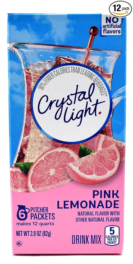 Crystal Light Natural Pink Lemonade Drink Mix 12 QT (Pack of 12)