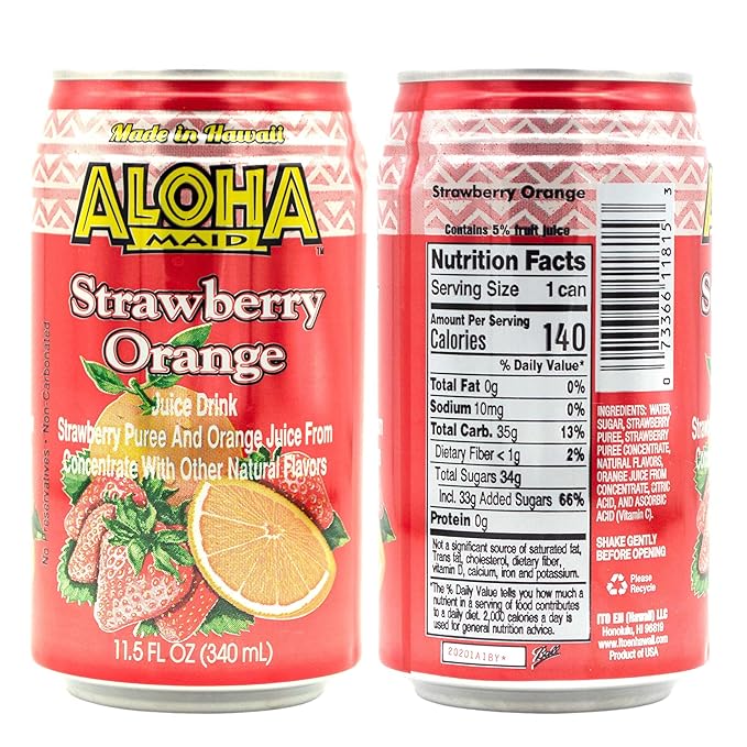 Aloha Maid Drinks Orange Variety 4 Cans per Flavor Total 12 Cans