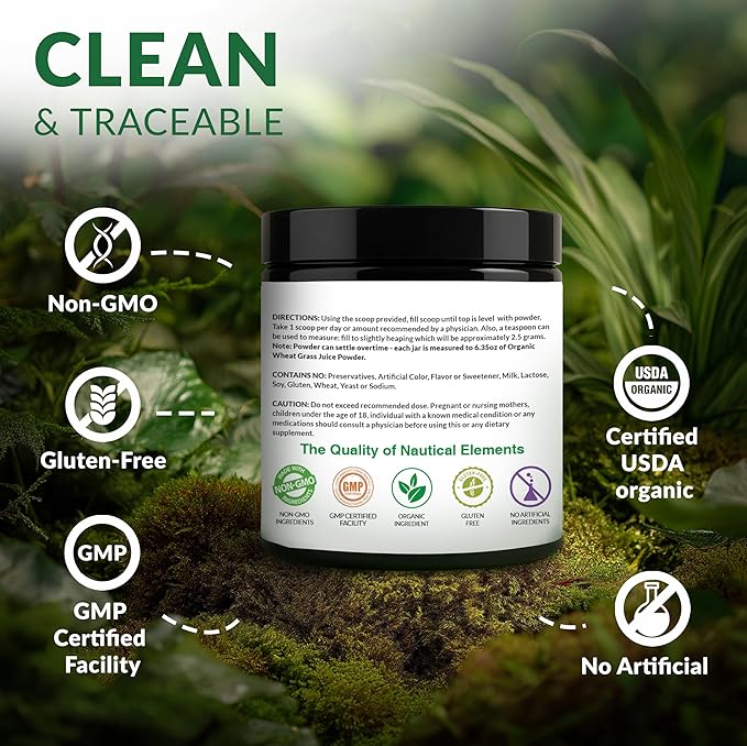 Wheat Grass Powder Organic – Premium Wheat Grass Juice Powder Organic Raw &amp Nutrient-Dense Superfood – Cold-Processed High Chlorophyll Non-GMO Gluten-Free – 6.35oz (180g) | 72 Servings