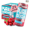 PuraSoda® Cranberry | 65 Calories &amp 13g Pure Cane Sugar per Can | Non-GMO Vegan | Made with Pure Cane Sugar Clean &amp Refreshing | 10 fl oz (300ml) Cans Pack of 24