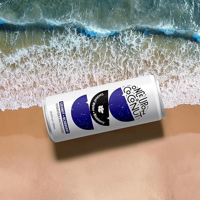 Once Upon a Coconut Premium Blueberry Coconut Water - Low Calorie All-Natural Drink with Electrolytes - Non-GMO - Gluten-Free - 10.8 Fl Oz (Pack of 12)