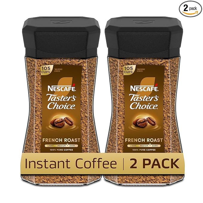 NESCAFÉ Taster's Choice Instant Coffee Dark Roast Coffee French Roast 2 Jars (7 Oz Each)