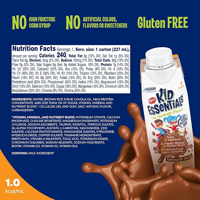 BOOST KID ESSENTIALS 1.0 Chocolate Craze 24 x 8 fl oz carton