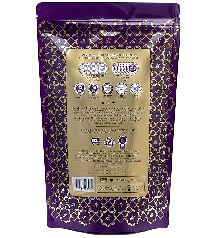 San Alberto Whole Bean Coffee - Single Origin &amp Specialty Colombian Arabica Coffee Medium Roast with Caramel &amp Dark Chocolate Notes - 12 oz