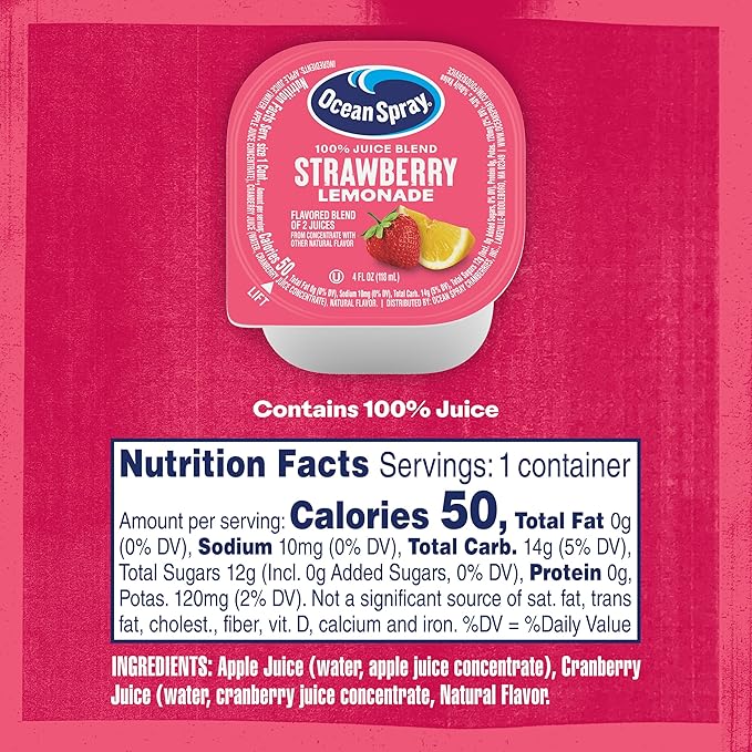 Ocean Spray® 100% Strawberry Lemonade Juice Drink 4 Fl Oz Cup 48 Count