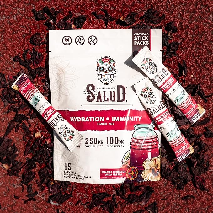 Salud Variety 3-Pack | 2-in-1 Calm + Sleep (Lemon Honey) Hydration + Immunity (Hibiscus) &amp Energy + Focus (Strawberry Watermelon) - 15 Servings Each Drink Mix Non-GMO Gluten Free Low Calorie