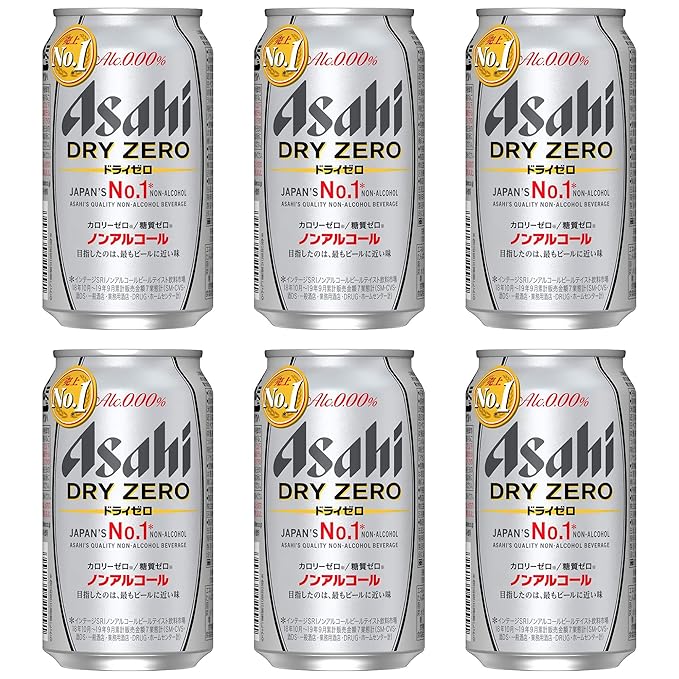 [Pack of 6] [Japan No. 1 Best NA Beer] ASAHI 0.00% Non-Alcohol Premium Japanese Beer Beverage  Zero Calories And Gluten Free (DRY ZERO)