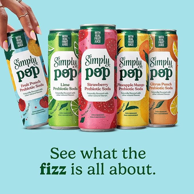 Simply Pop Soda Prebiotic Fruit Punch 12 fl oz (Pack of 12)