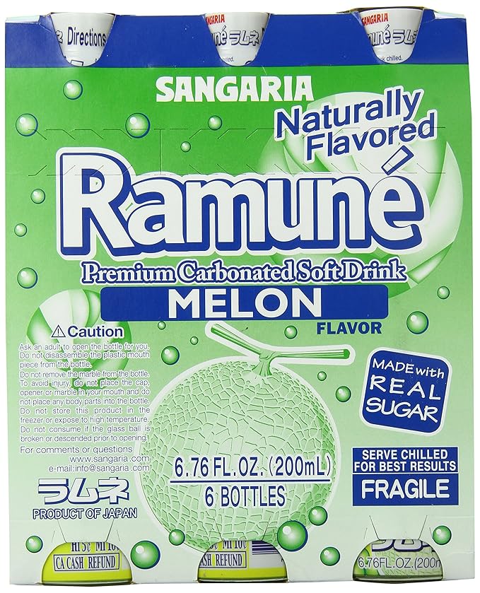 Sangaria Ramune Melon 6.76 Fluid Ounce (Pack of 6)