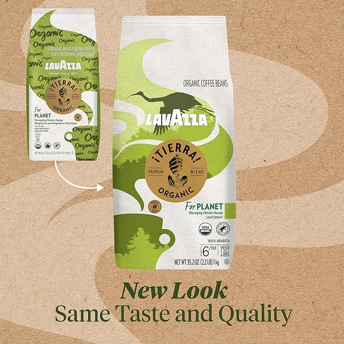 Lavazza ¡Tierra! Organic for Planet Whole Bean Coffee Light Roast 100% Arabica 2.2 lb Bag (pack of 1)