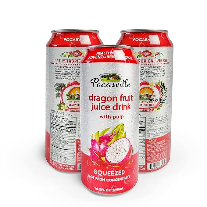 Pocasville Fruit Juices 16.5 Fluid Ounce (Pack of 12) (Dragon Fruit)