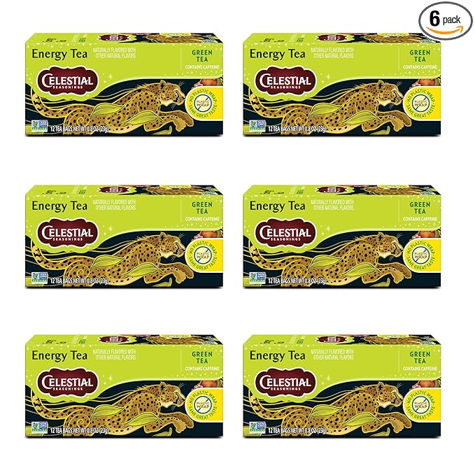 Celestial Seasonings Energy Green Tea Caffeinated 12 Tea Bags Box (Pack of 6)