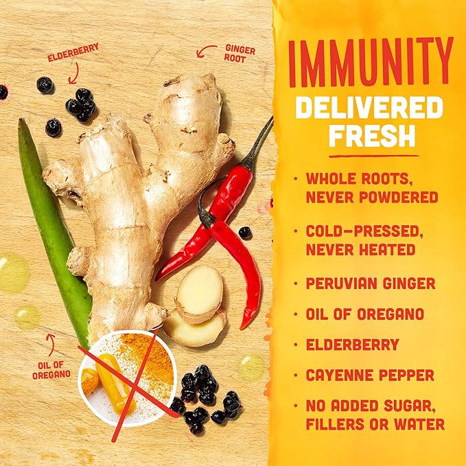 Vive Organic Immune Support Shot Cold-Pressed Ginger Elderberry &amp Oil of Oregano Gluten Free Vegan Wellness Rescue Oil of Oregano 2 Fl Oz (Pack of 12)