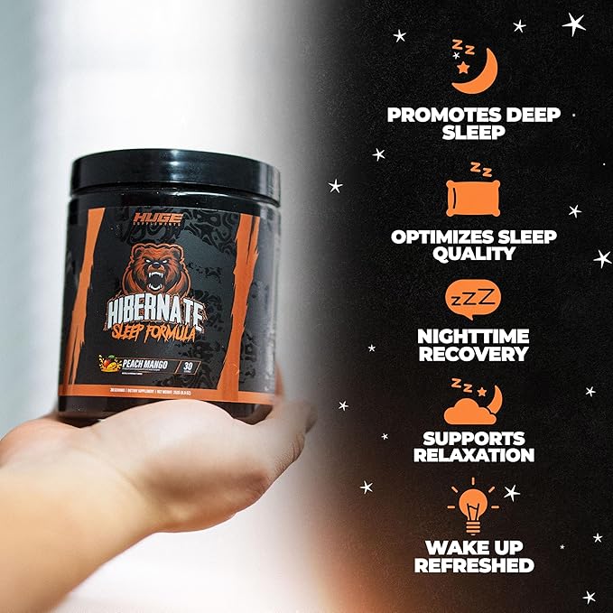 Hibernate Sleep Supplement Complete &amp Optimally Dosed Sleep Recovery Formula Relax &amp Unwind Includes GABA Valerian Root Melatonin 5-HTP &amp More (30 Servings) (Peach Mango)