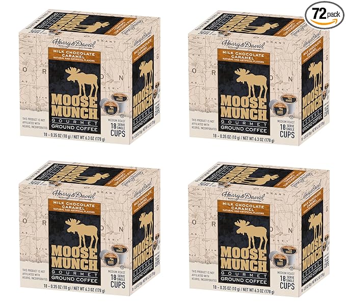 Moose Munch Single Serve Coffee (4/18 Count Boxes Milk Chocolate Caramel)