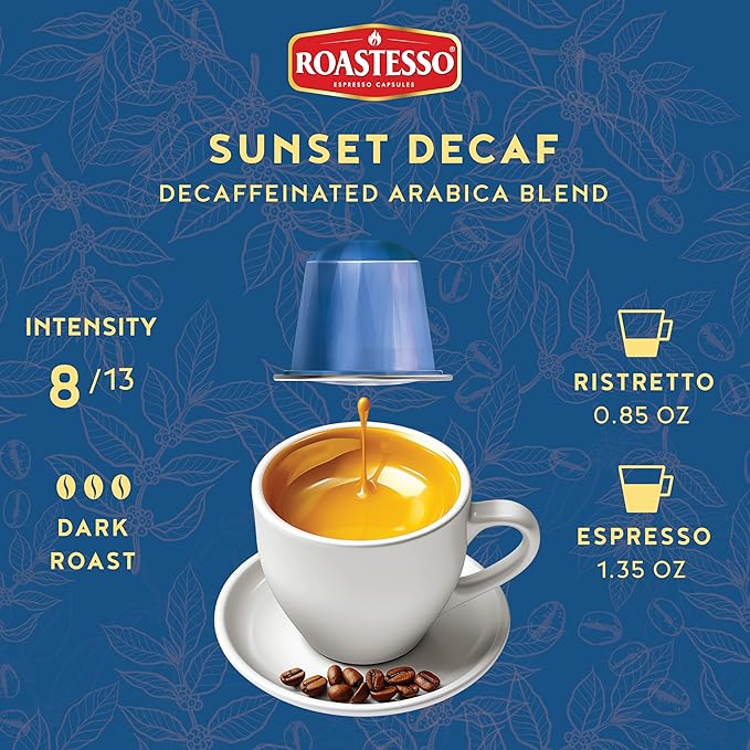 Roastesso Aluminum Espresso Capsules Variety Pack Blend Compatible with Nespresso Original Machines Medium to Dark Roast Intensity 8-13 Ristretto Recyclable Coffee Pods Packed in USA (40 Count)