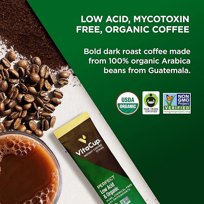 VitaCup Instant Coffee Sticks Slim w/Garcinia for Diet &amp Metabolism Keto Genius w/MCT Oil for Energy &amp Focus 10ct &amp Low Acid USDA Organic Chemical Free Perfect 10ct Coffee 30ct Bundle