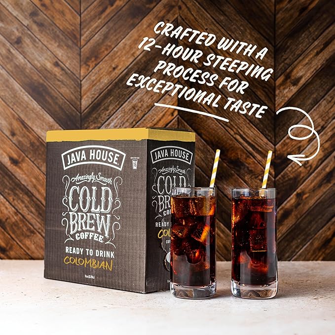 Java House Cold Brew Coffee on Tap (Pack of 2) – Premium 100% Arabica Medium Roast – Smooth Colombian Flavor with Chocolate &amp Caramel Notes – 1 Gallon Box (16 Servings) – Ready to Drink No Brewin