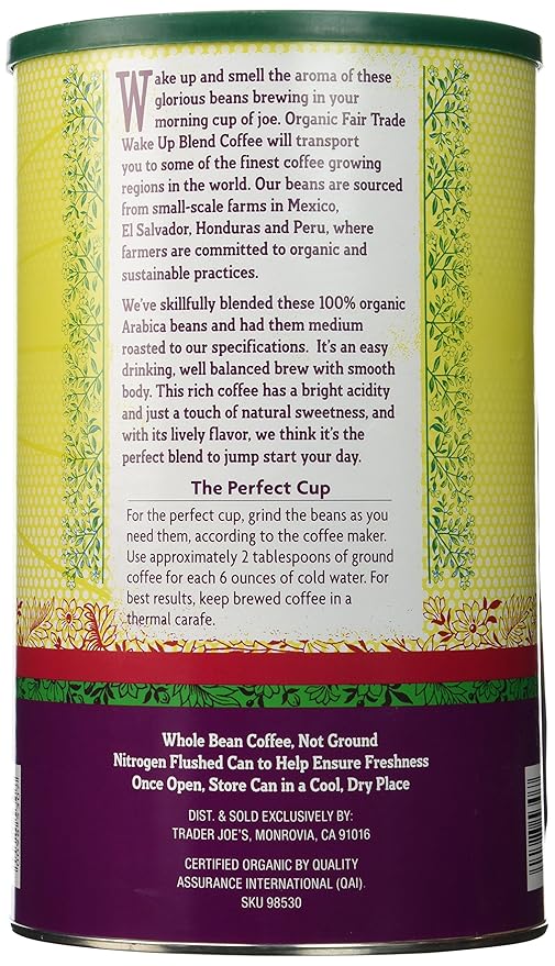 Trader Joe's Organic Fair Trade Wake Up Blend Coffee 28 oz