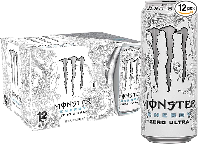 Monster Energy Zero Ultra Sugar Free Energy Drink 16 Ounce | Pack of 12