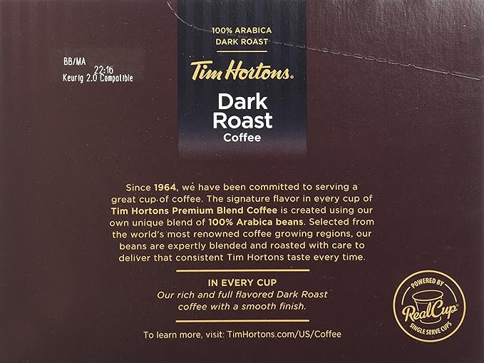 Tim Hortons Dark Roast Single Serve Coffee Cups 96 Count (Packaging May Vary)