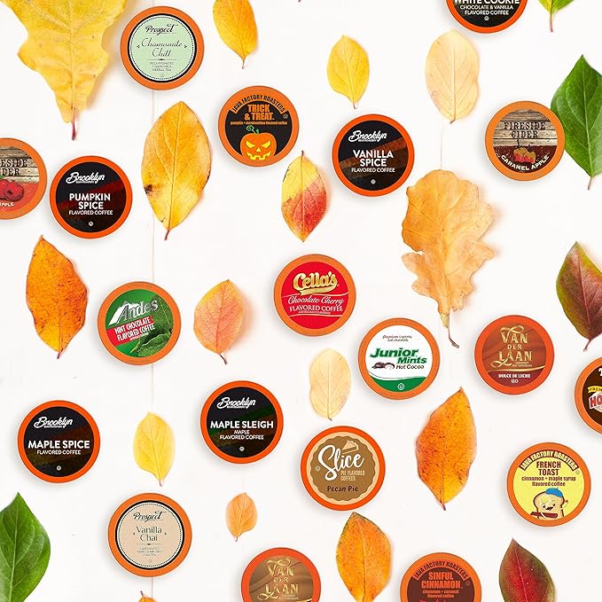 Two Rivers Coffee Single Serve Sampler Pack for Keurig K-Cup Brewers Assorted Fall Flavors(Coffee Cocoa Tea) 40 Count