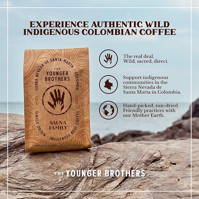 The Younger Brothers Trading Co. – Kogi Sauna Family Indigenous Wild-Grown Coffee Medium Roast Whole Bean 12 oz (Pack of 5)