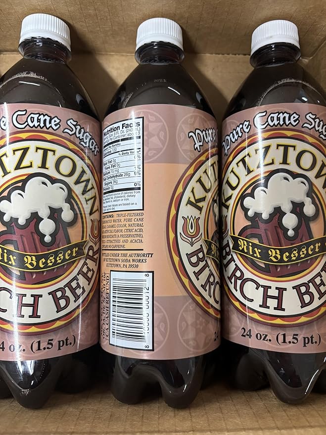 AmishTastes Kutztown Nix Besser Birch Beer Famous Amish Drink 24 Oz. (Pack of 4)