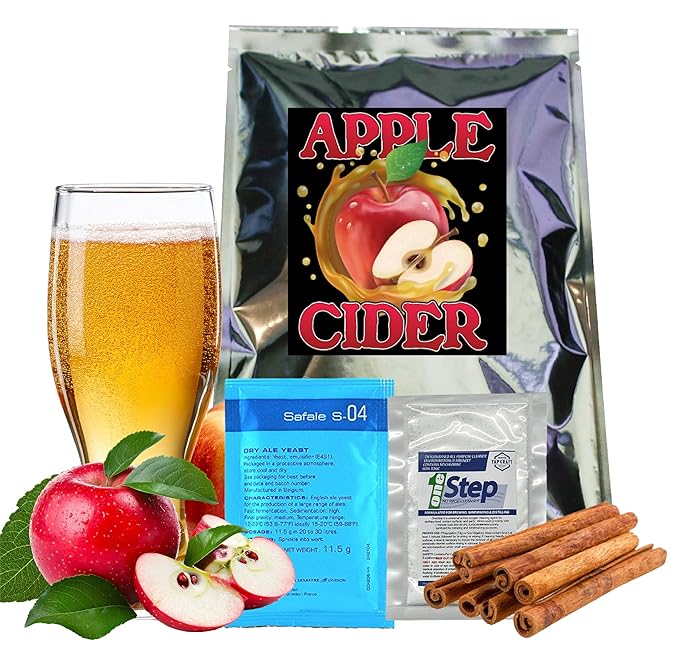 Classic Apple Cinnamon Hard Cider Kit – 5 Gallon Batch – Made with 100% Apple Juice Concentrate &amp Real Cinnamon Sticks – No Added Sugar Needed – Homebrew Recipe Kit