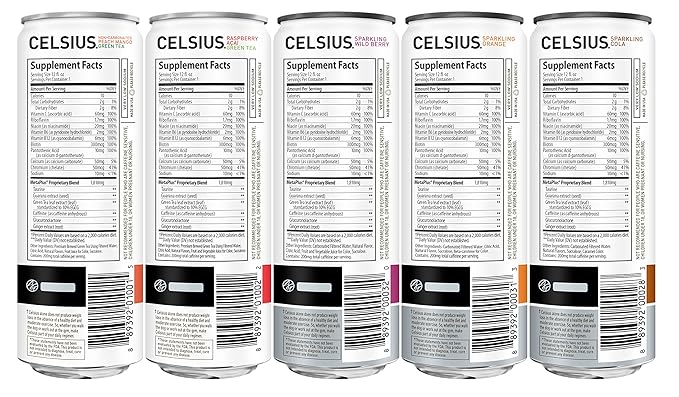 CELSIUS Fitness Drink 9-Flavor Variety Pack Zero Sugar Slim Can 12 Fl Oz (Pack of 12)