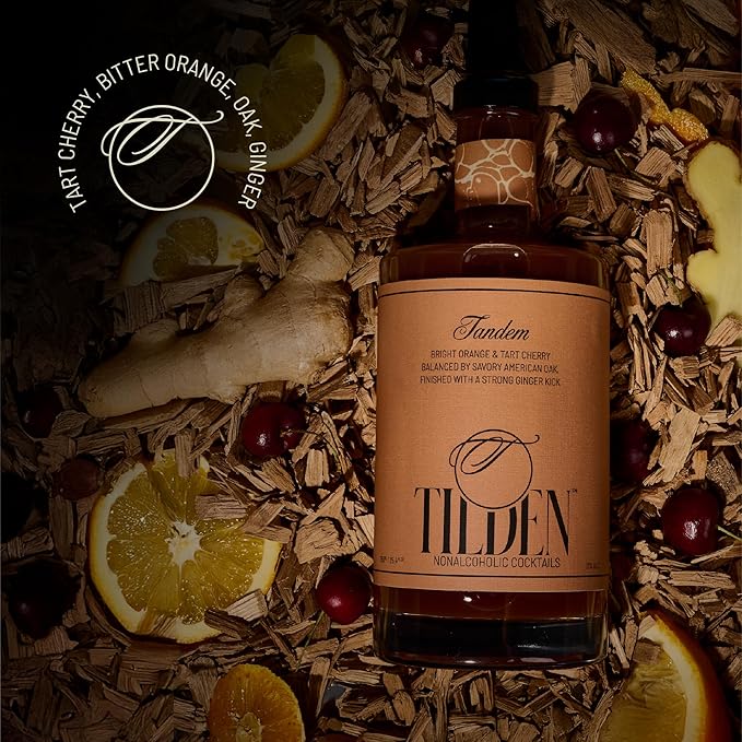 Tilden Tandem Multi Award Winning Non-Alcoholic Cocktail Vegan and No Sugar Added Tart Cherry Bitter Orange American Oak 750ml (Pack of 6)